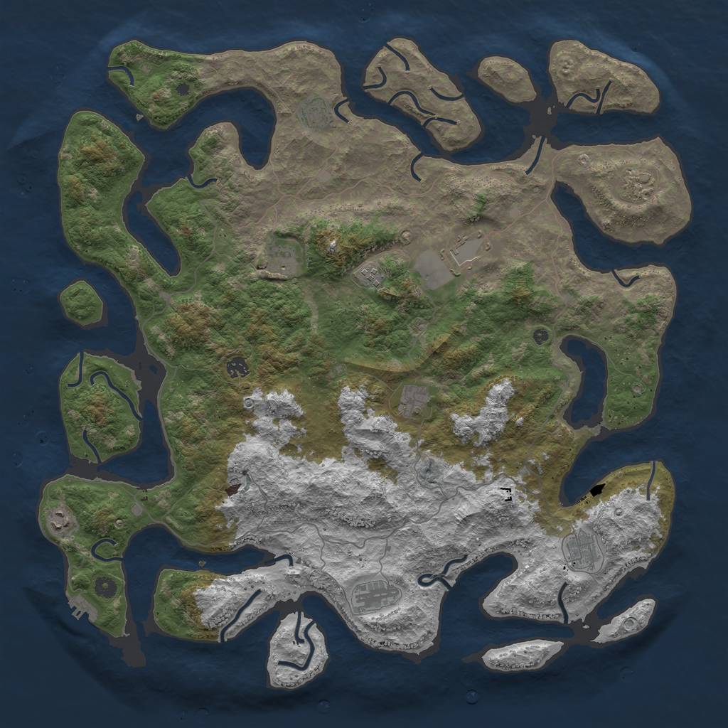 Rust Map: Procedural Map, Size: 5000, Seed: 897564132, 14 Monuments