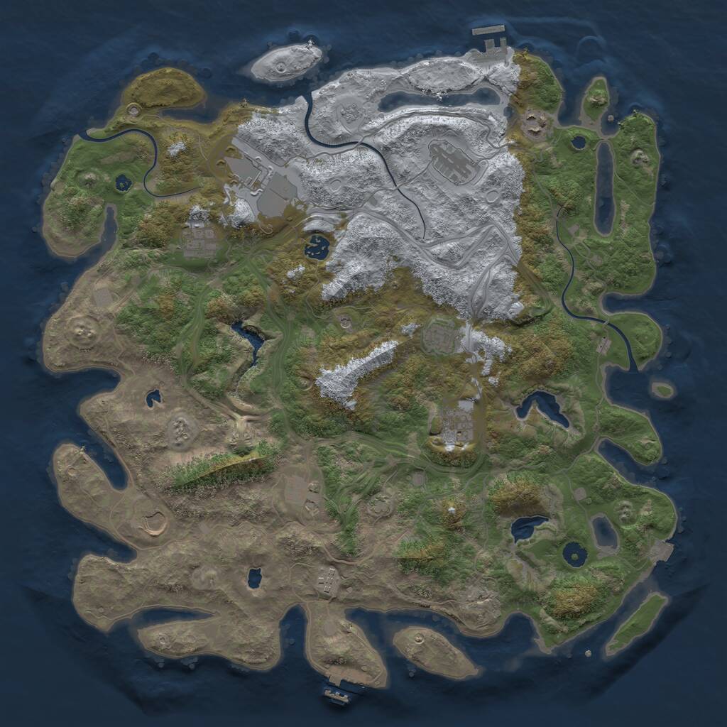 Rust Map: Procedural Map, Size: 4500, Seed: 339047, 16 Monuments