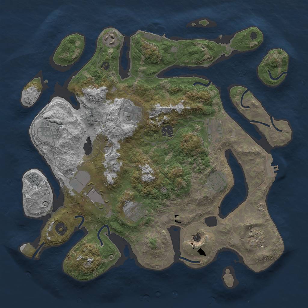 Rust Map: Procedural Map, Size: 3750, Seed: 1181087598, 16 Monuments