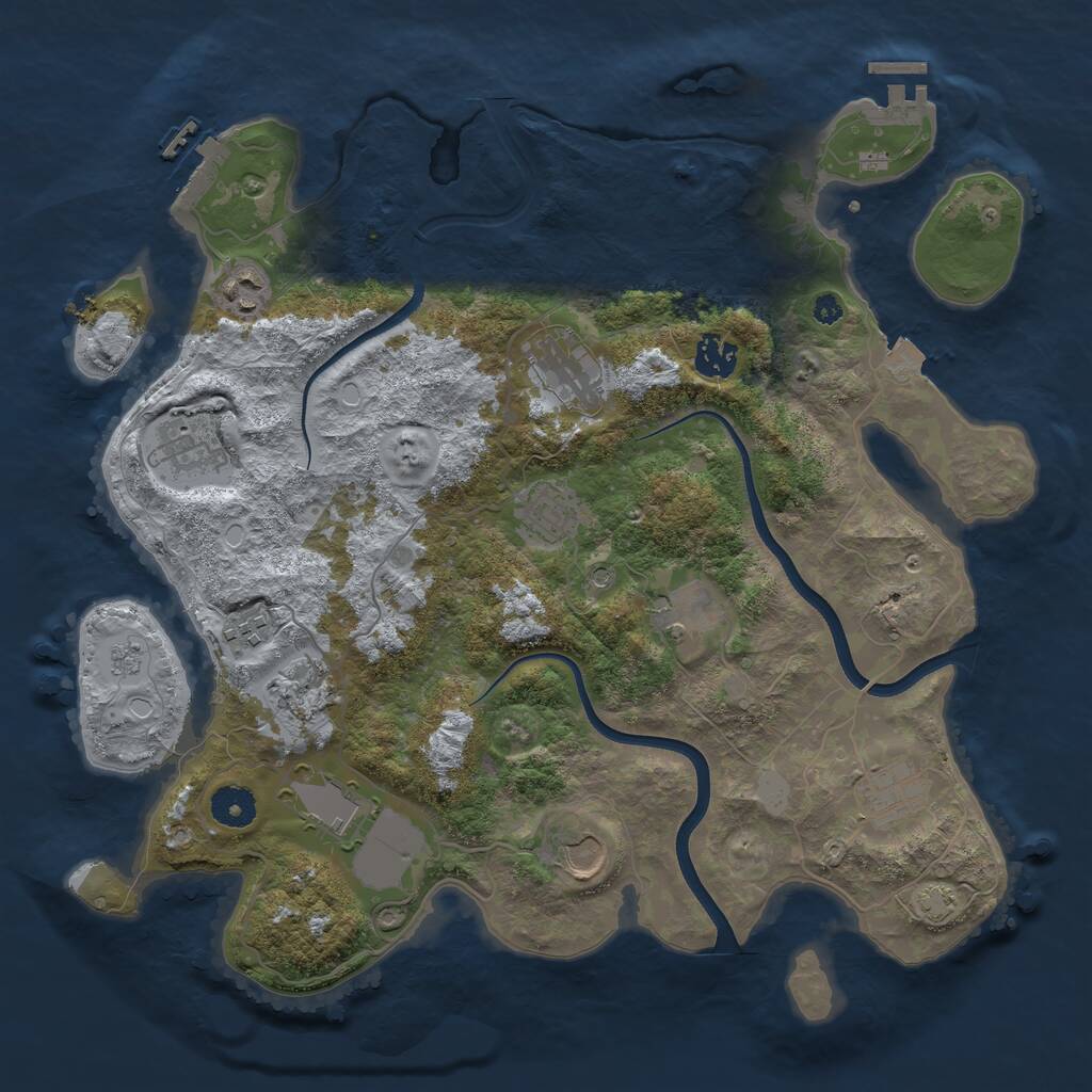 Rust Map: Procedural Map, Size: 3750, Seed: 1181087598, 17 Monuments