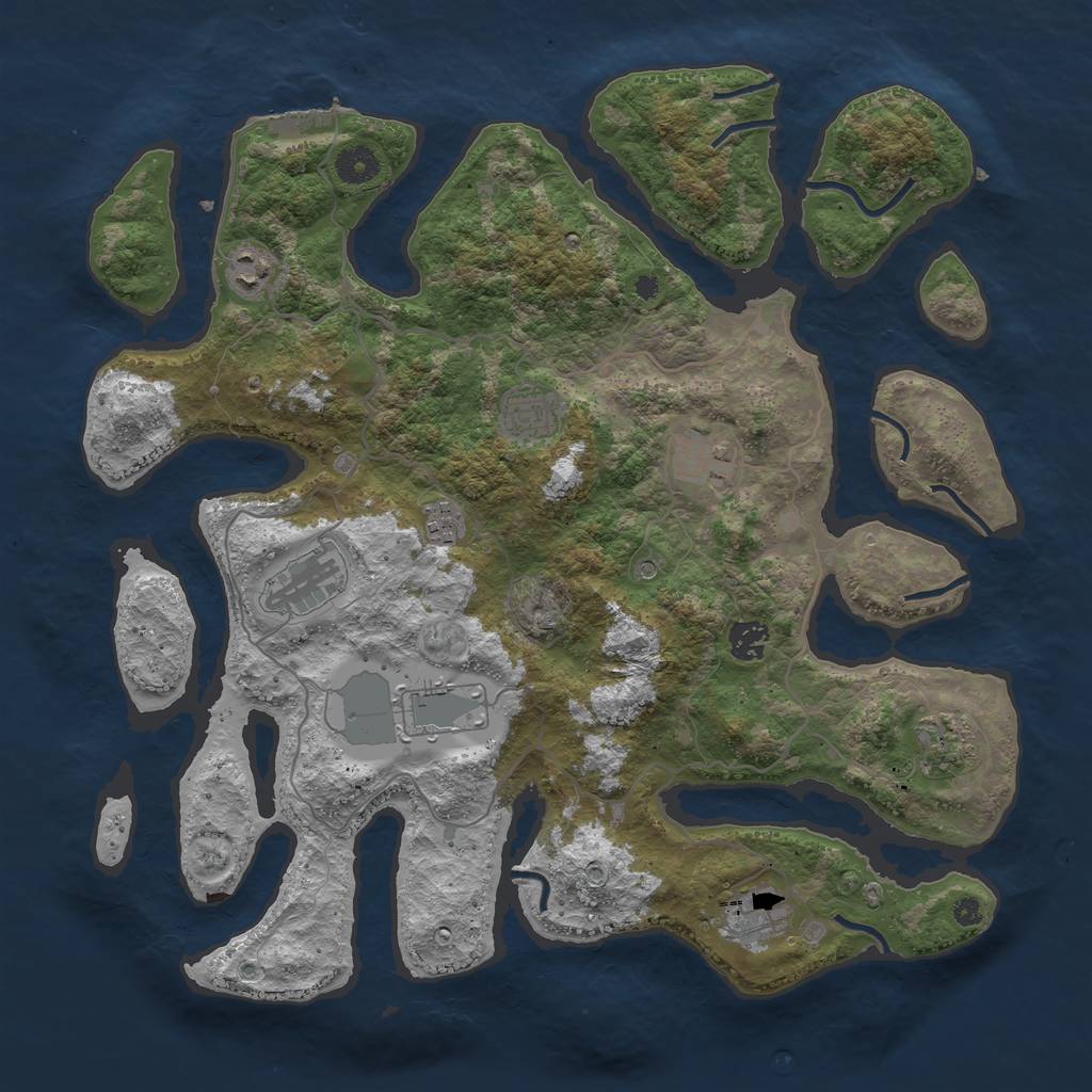 Rust Map: Procedural Map, Size: 4000, Seed: 1339600509, 13 Monuments