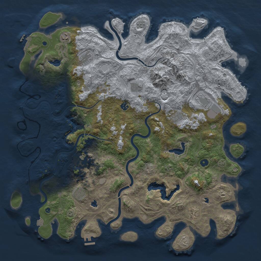 Rust Map: Procedural Map, Size: 5000, Seed: 7657675, 16 Monuments