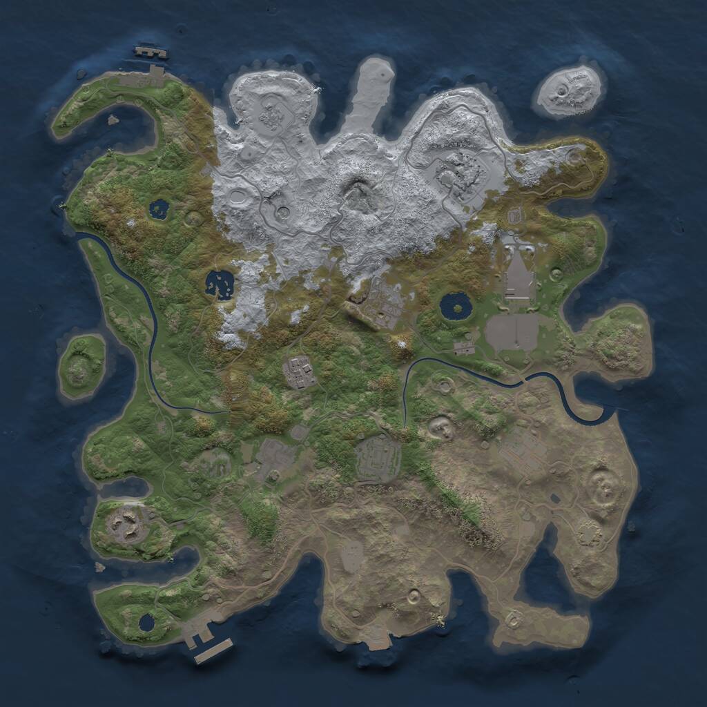 Rust Map: Procedural Map, Size: 3500, Seed: 78999175, 15 Monuments