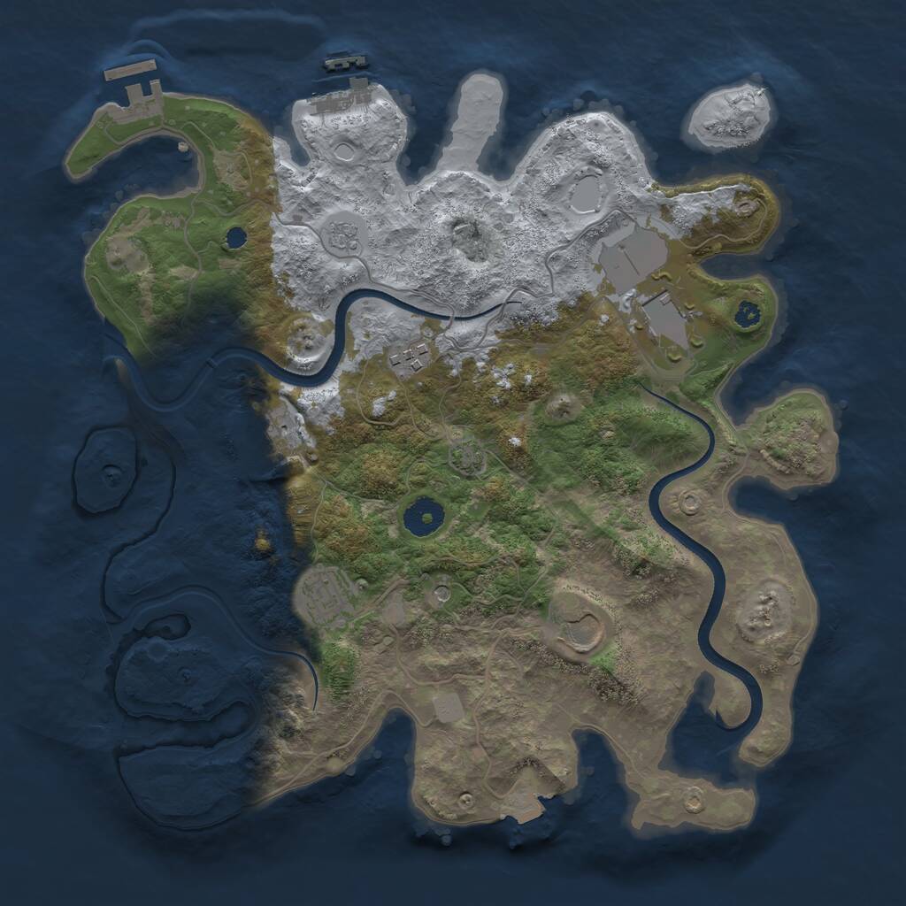 Rust Map: Procedural Map, Size: 3500, Seed: 78999175, 11 Monuments