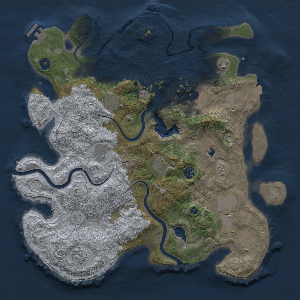 Rust Map: Procedural Map, Size: 4000, Seed: 92106, 16 Monuments