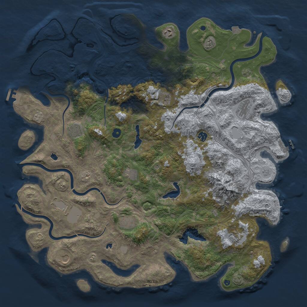Rust Map: Procedural Map, Size: 5000, Seed: 1952239462, 17 Monuments