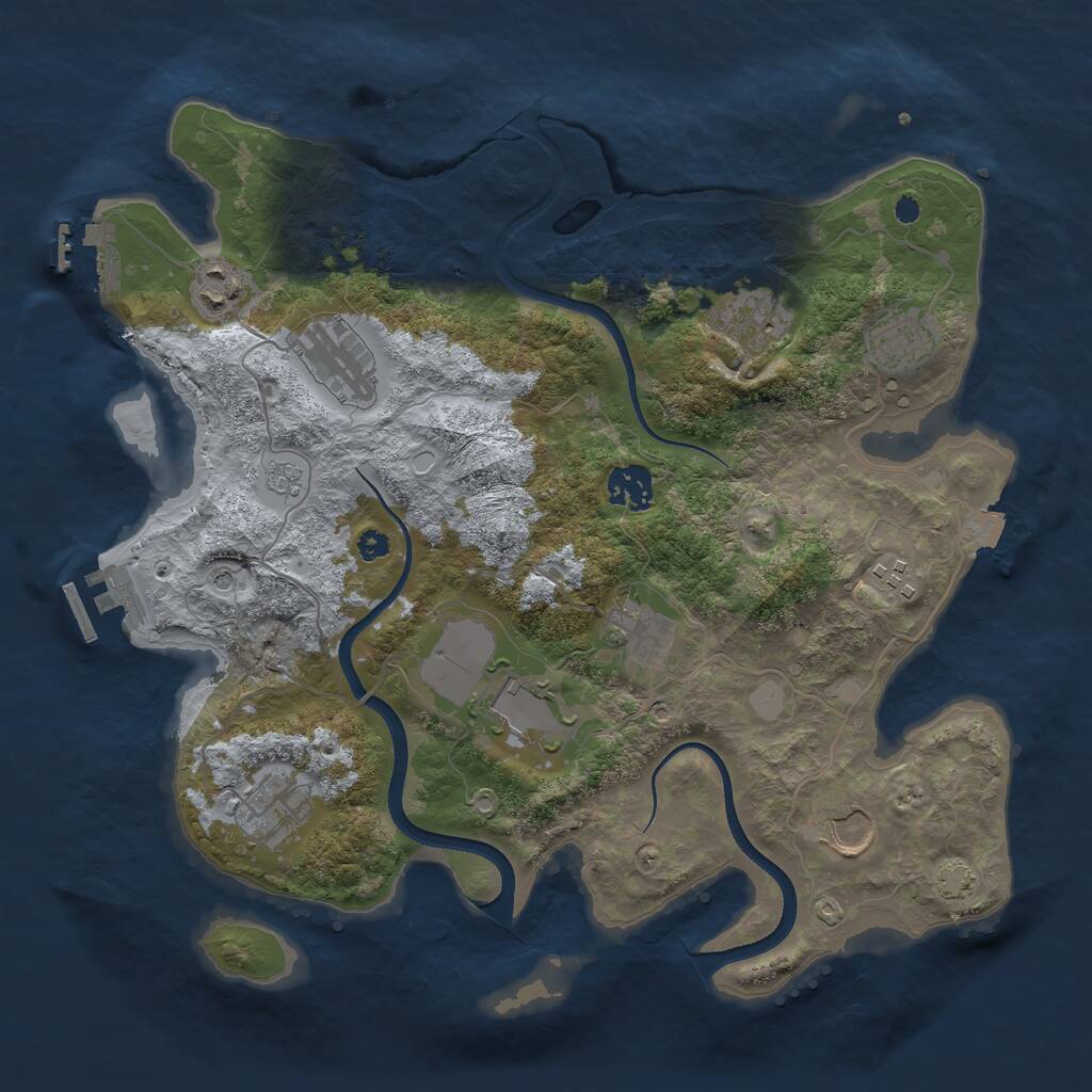Rust Map: Procedural Map, Size: 3500, Seed: 1811012635, 16 Monuments
