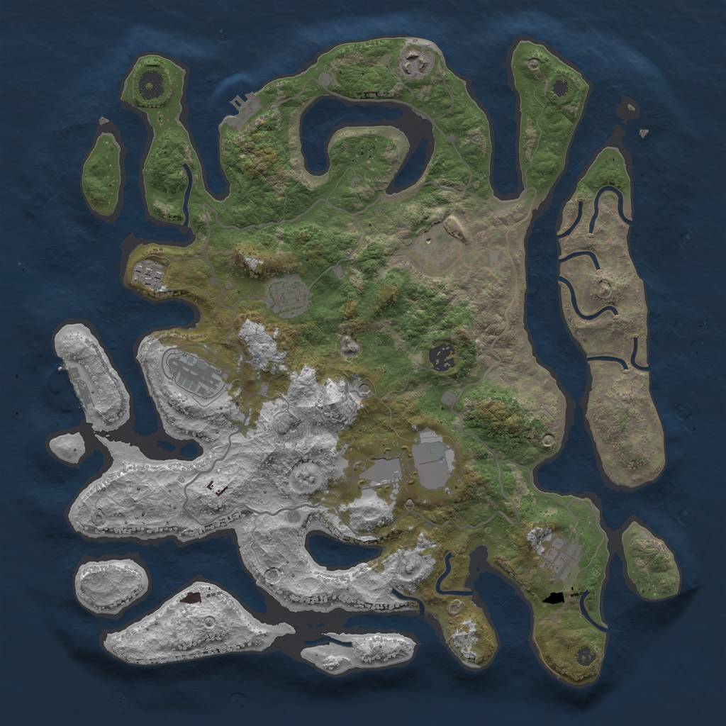 Rust Map: Procedural Map, Size: 4000, Seed: 9493015, 13 Monuments