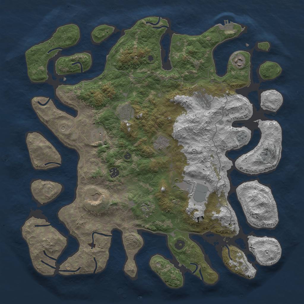 Rust Map: Procedural Map, Size: 4500, Seed: 34532, 14 Monuments