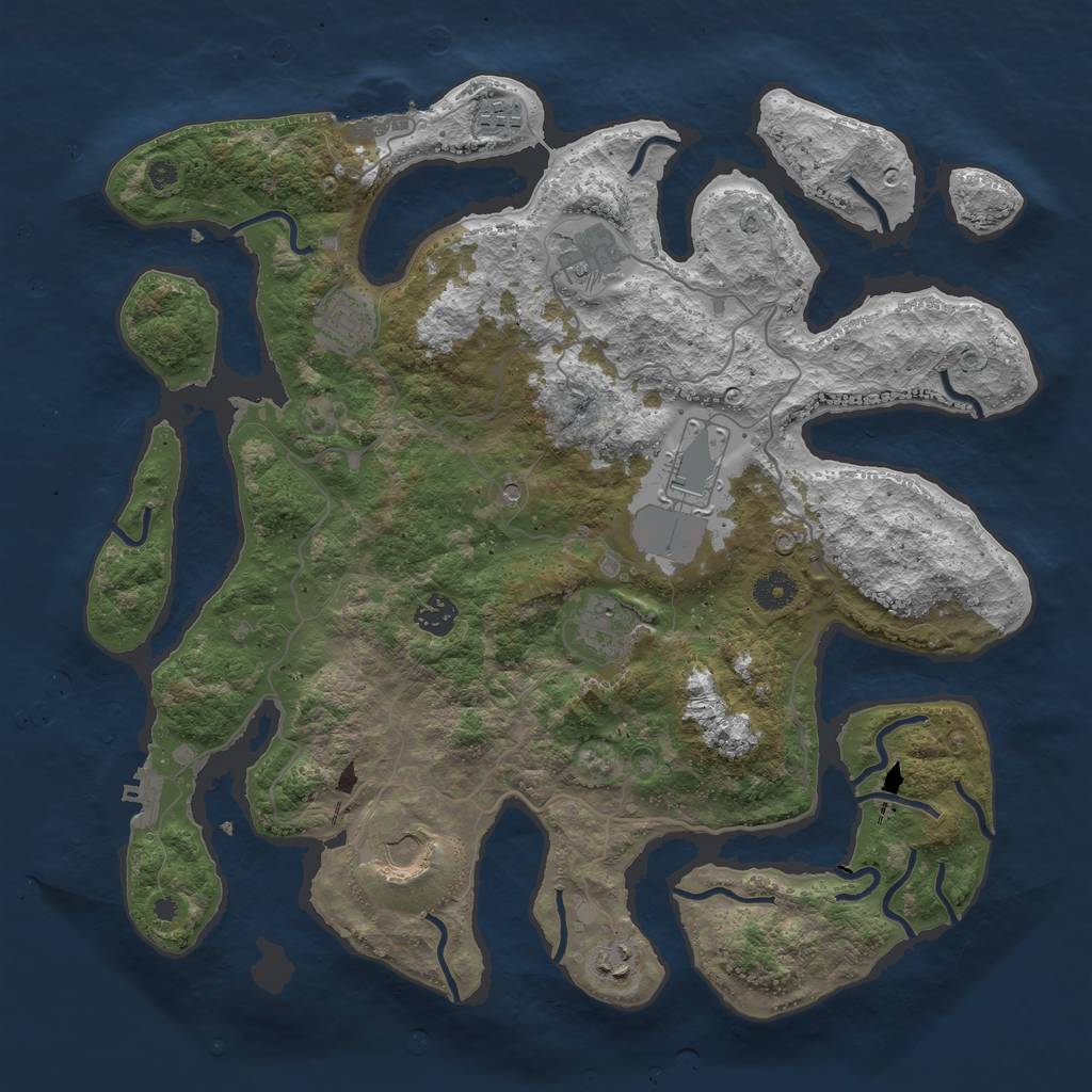 Rust Map: Procedural Map, Size: 4000, Seed: 50520, 13 Monuments