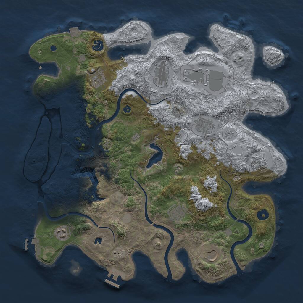 Rust Map: Procedural Map, Size: 4000, Seed: 50520, 16 Monuments