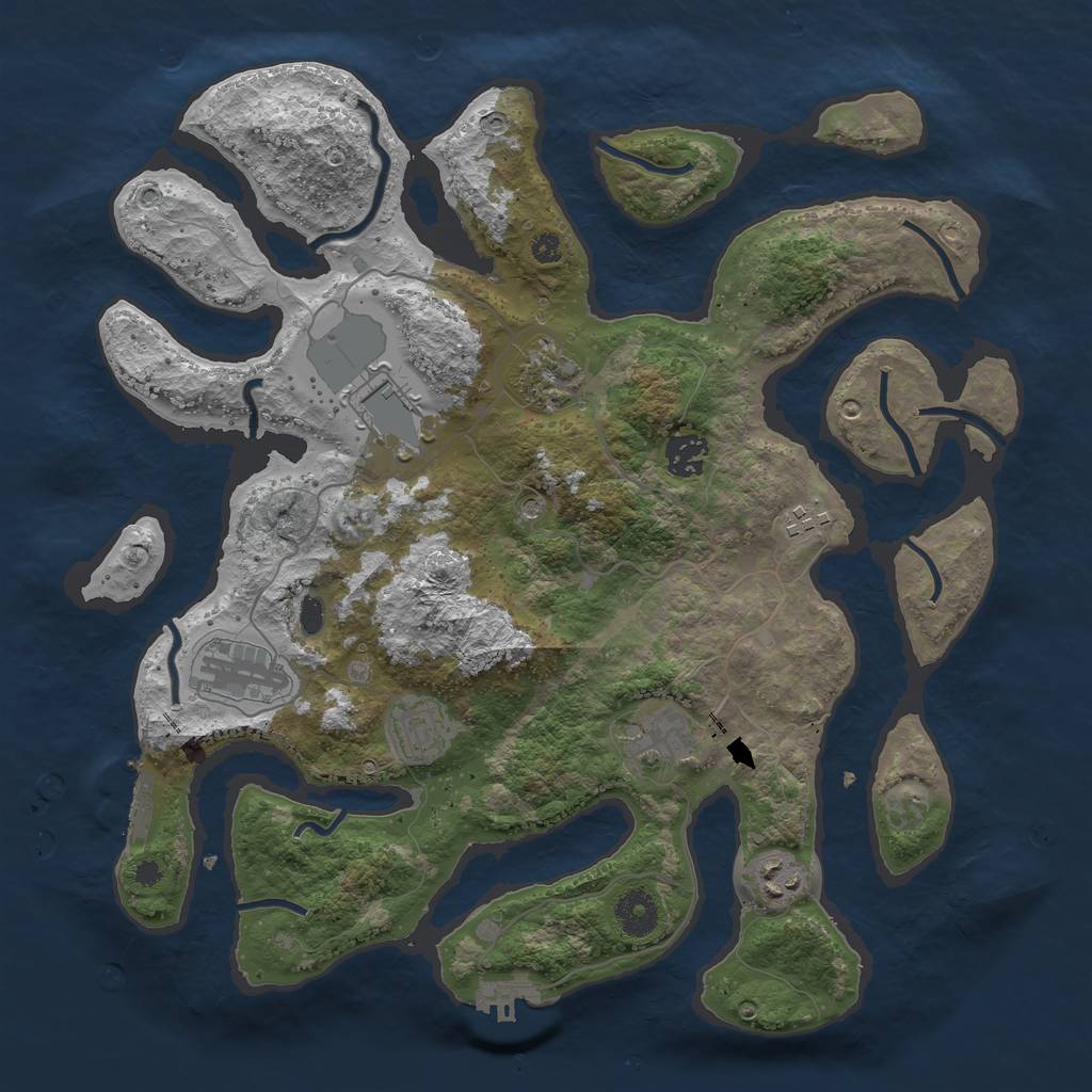 Rust Map: Procedural Map, Size: 3700, Seed: 2144014187, 13 Monuments