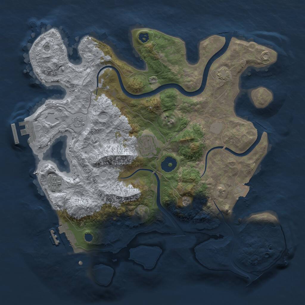 Rust Map: Procedural Map, Size: 3000, Seed: 1257201505, 8 Monuments