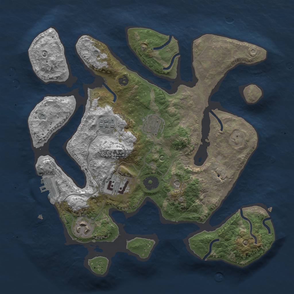 Rust Map: Procedural Map, Size: 3000, Seed: 1257201505, 8 Monuments