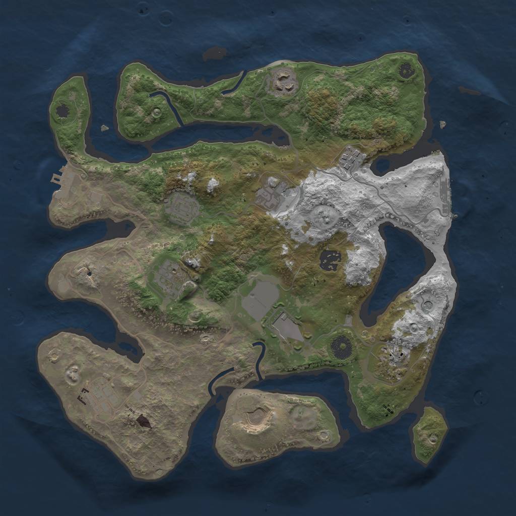 Rust Map: Procedural Map, Size: 3500, Seed: 1289122132, 15 Monuments