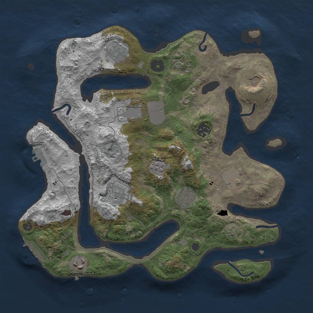 Rust Map: Procedural Map, Size: 3500, Seed: 884646552, 15 Monuments