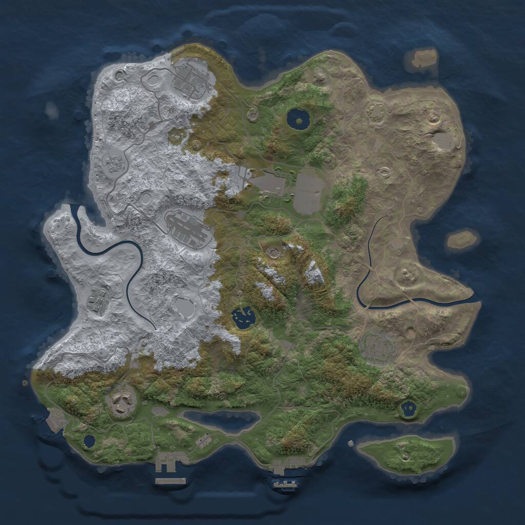 Rust Map: Procedural Map, Size: 3500, Seed: 884646552, 13 Monuments