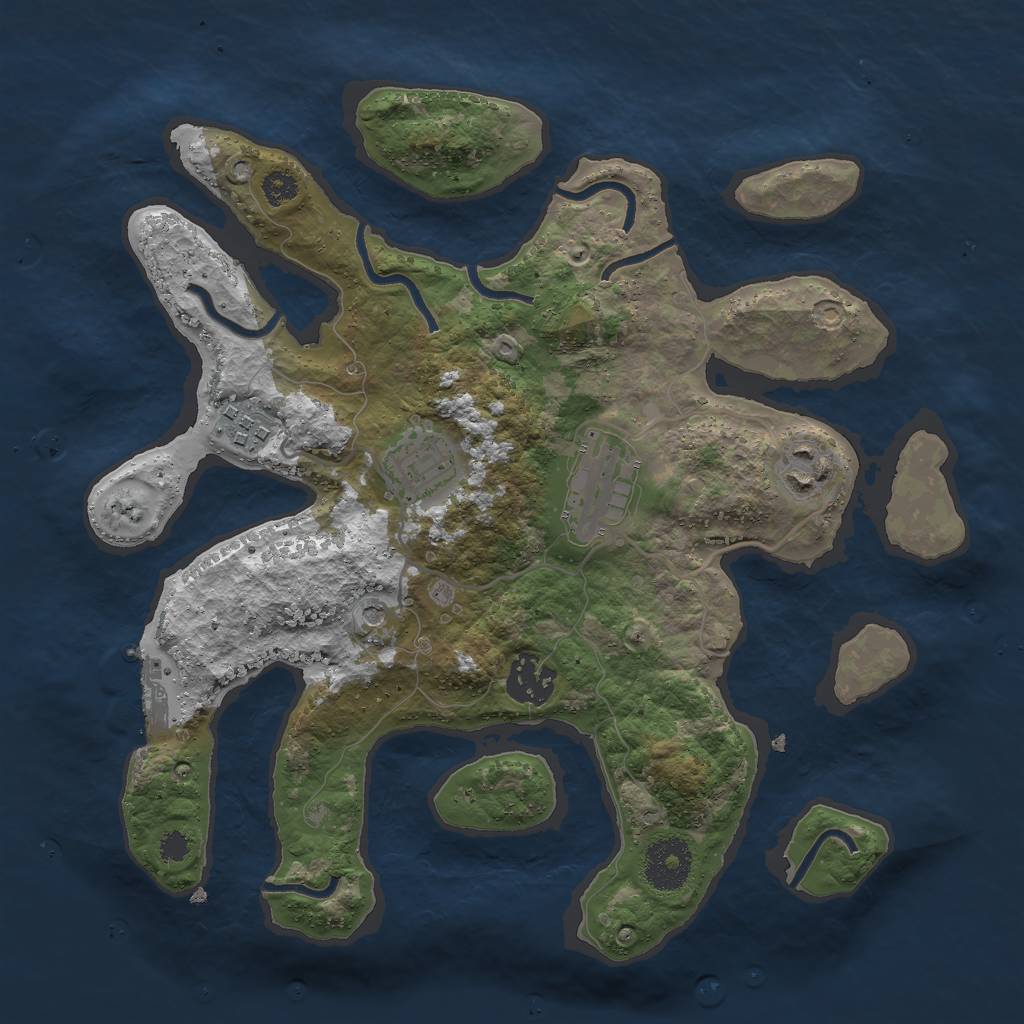 Rust Map: Procedural Map, Size: 3050, Seed: 5346346, 9 Monuments