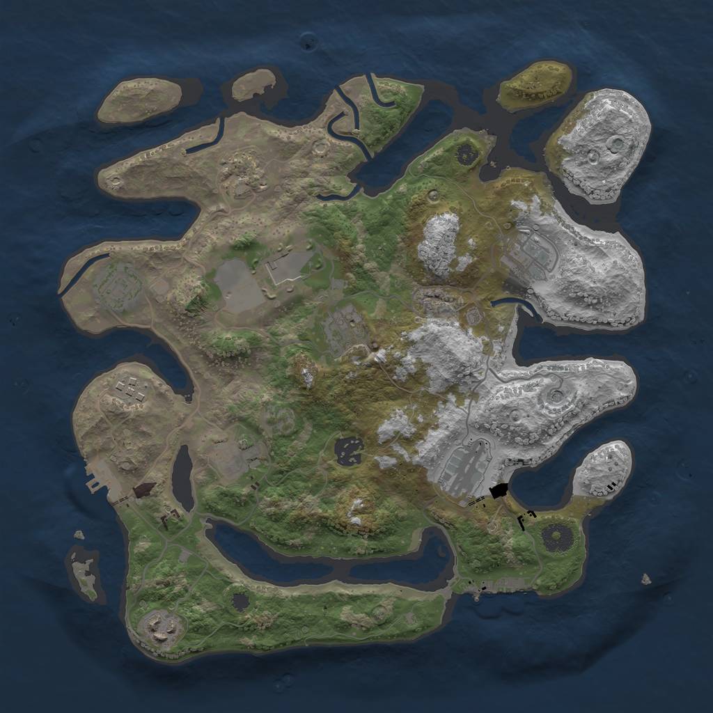 Rust Map: Procedural Map, Size: 3500, Seed: 1539308080, 15 Monuments