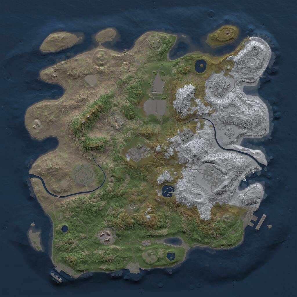 Rust Map: Procedural Map, Size: 3500, Seed: 1539308080, 14 Monuments