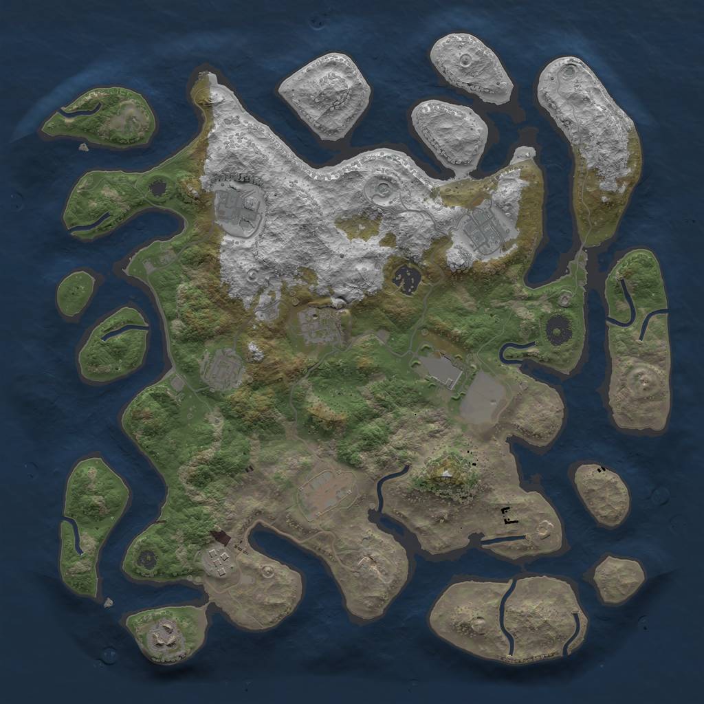 Rust Map: Procedural Map, Size: 3800, Seed: 666666, 12 Monuments