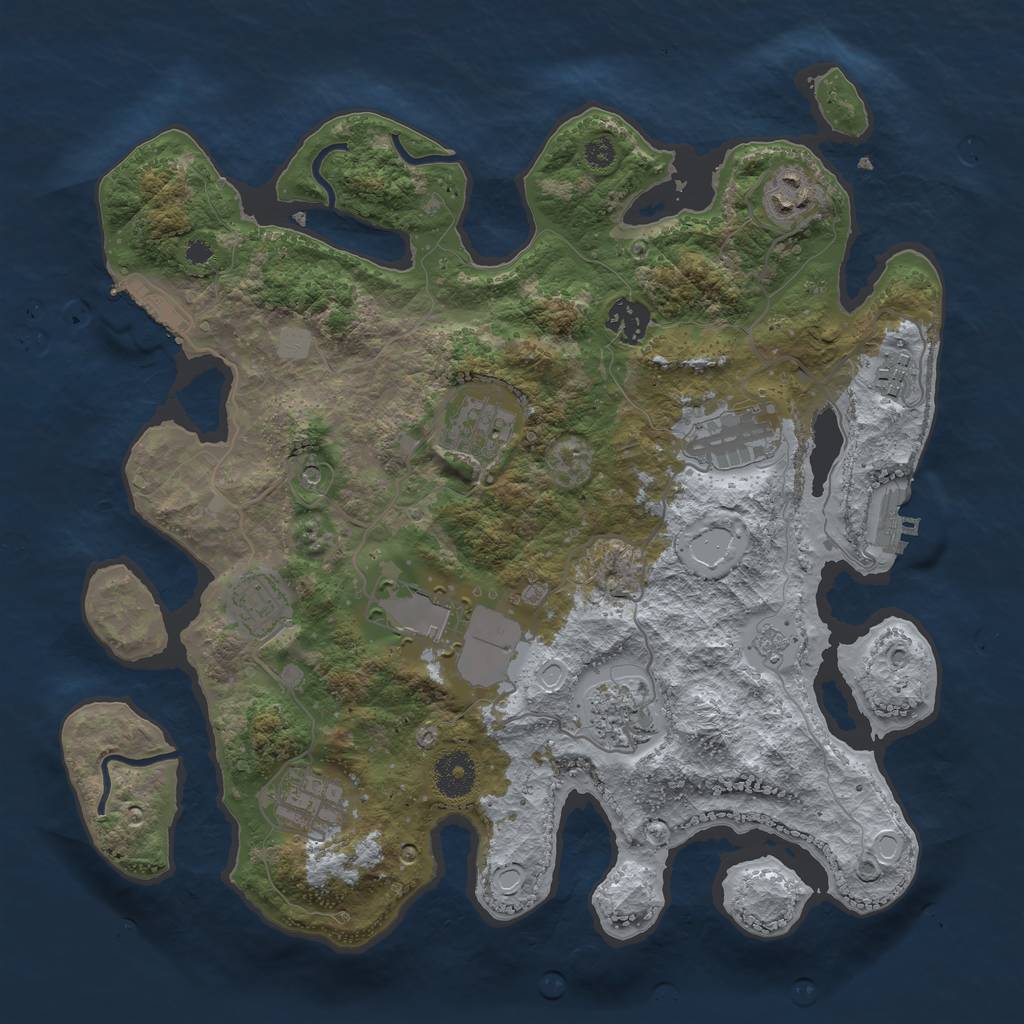 Rust Map: Procedural Map, Size: 3500, Seed: 5444227, 16 Monuments