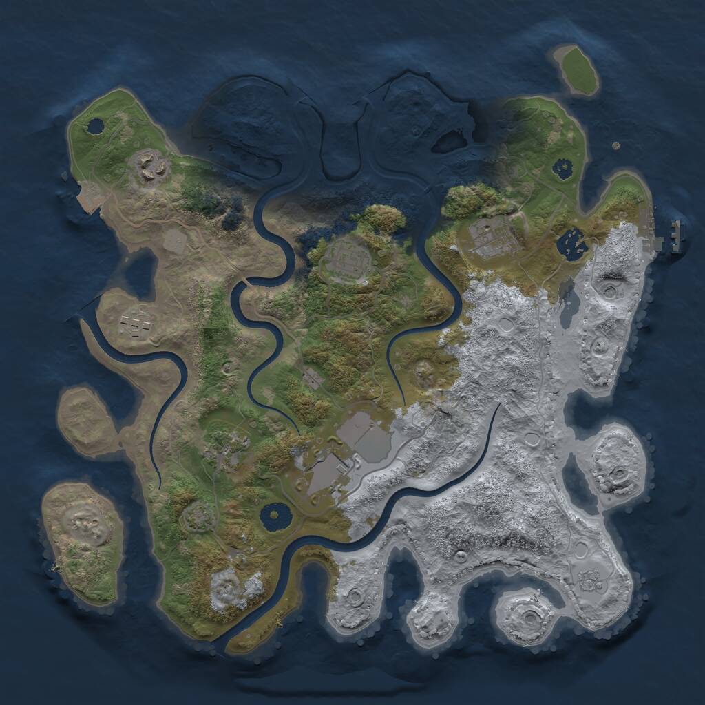 Rust Map: Procedural Map, Size: 3500, Seed: 5444227, 12 Monuments