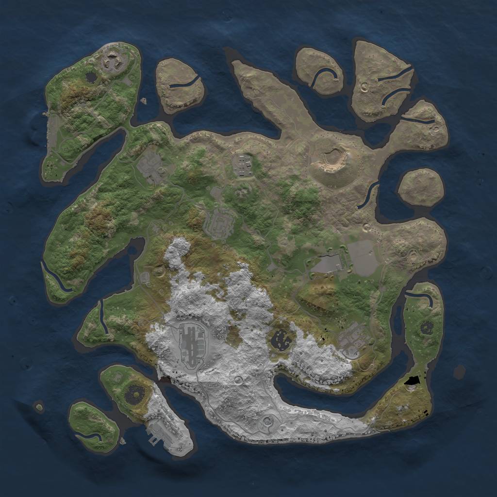 Rust Map: Procedural Map, Size: 3700, Seed: 87120, 14 Monuments