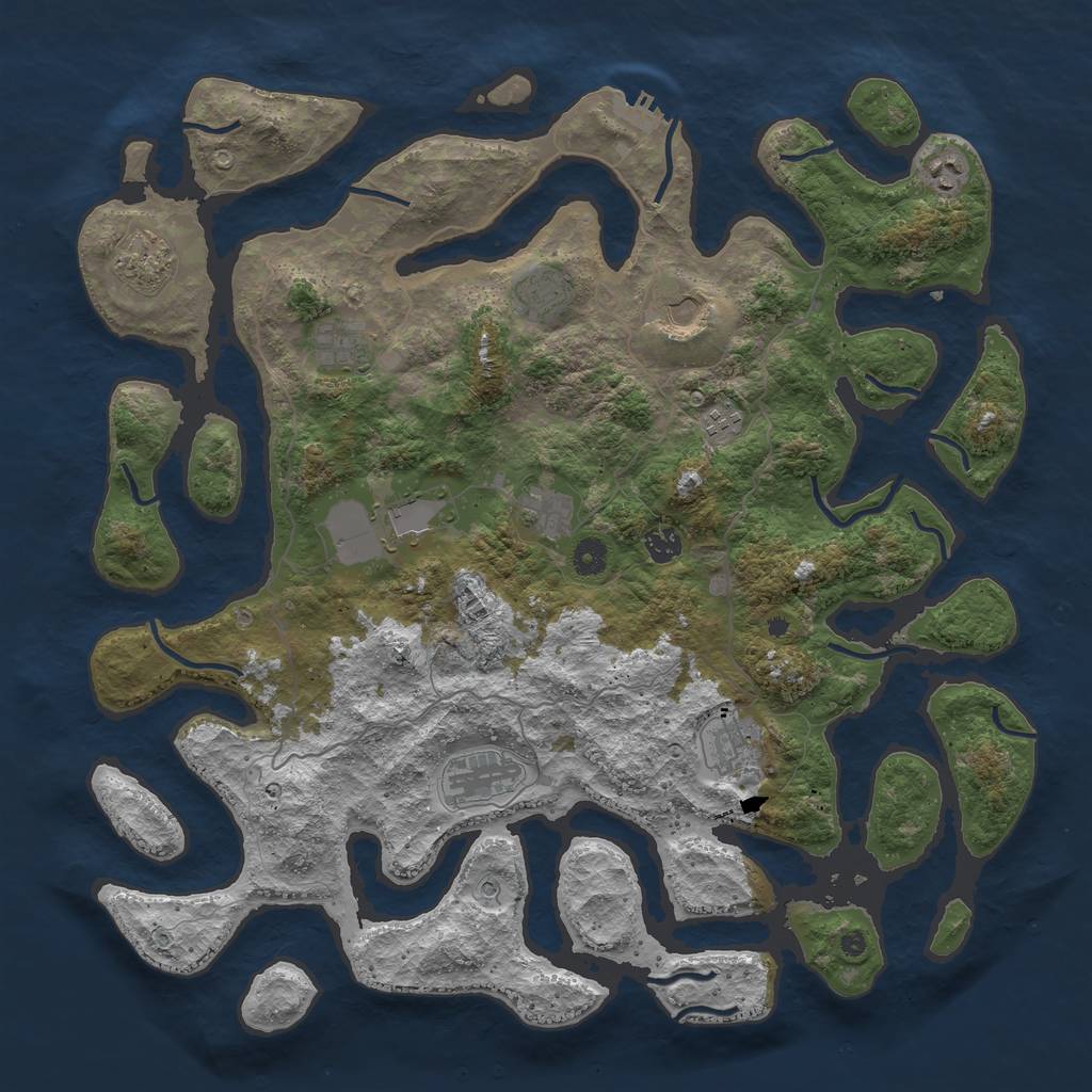 Rust Map: Procedural Map, Size: 4500, Seed: 777777777, 15 Monuments