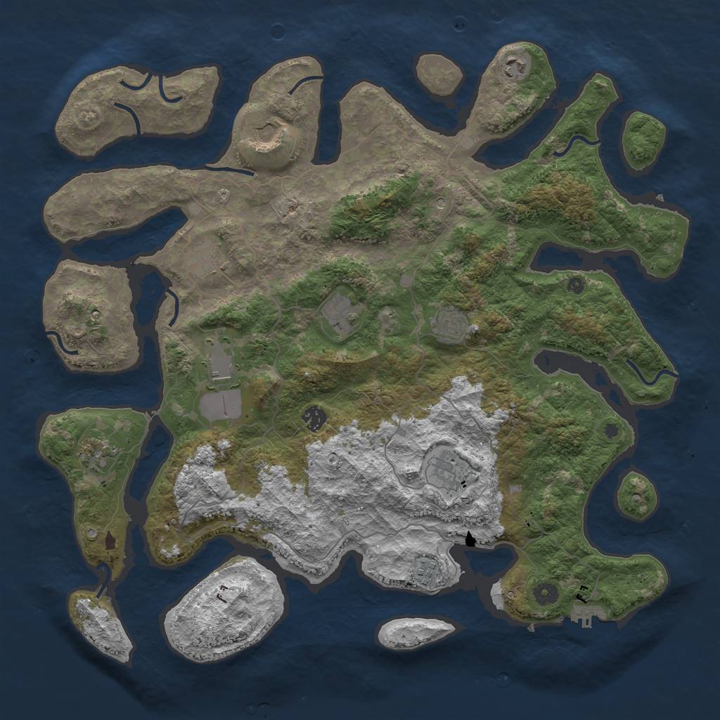 Rust Map: Procedural Map, Size: 4500, Seed: 527834, 14 Monuments