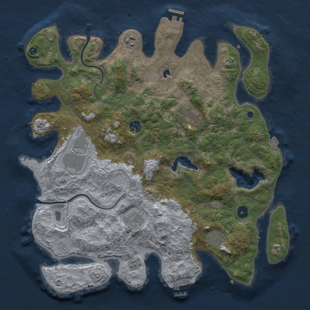 Rust Map: Procedural Map, Size: 4000, Seed: 1449975, 13 Monuments