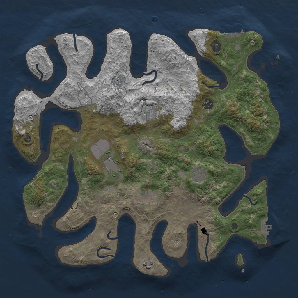 Rust Map: Procedural Map, Size: 4000, Seed: 973433443, 12 Monuments