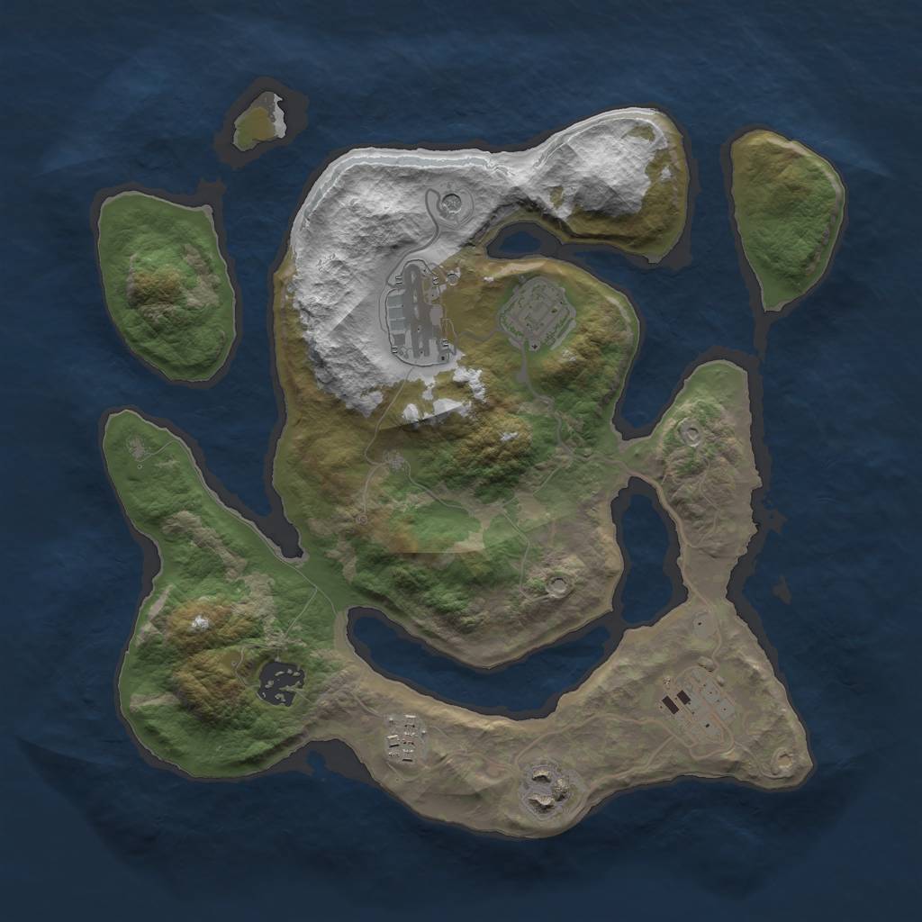 Rust Map: Barren, Size: 3000, Seed: 1938259261, 9 Monuments