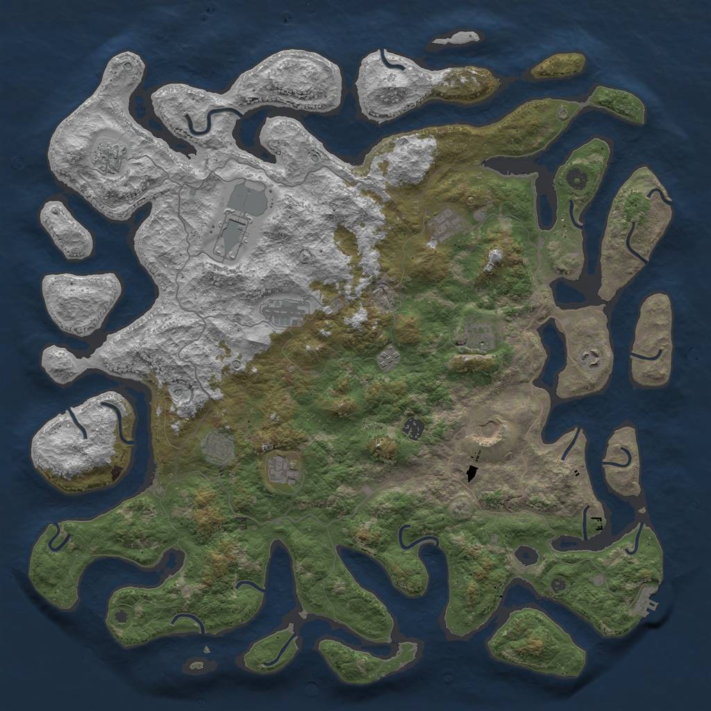 Rust Map: Procedural Map, Size: 5000, Seed: 500050, 15 Monuments