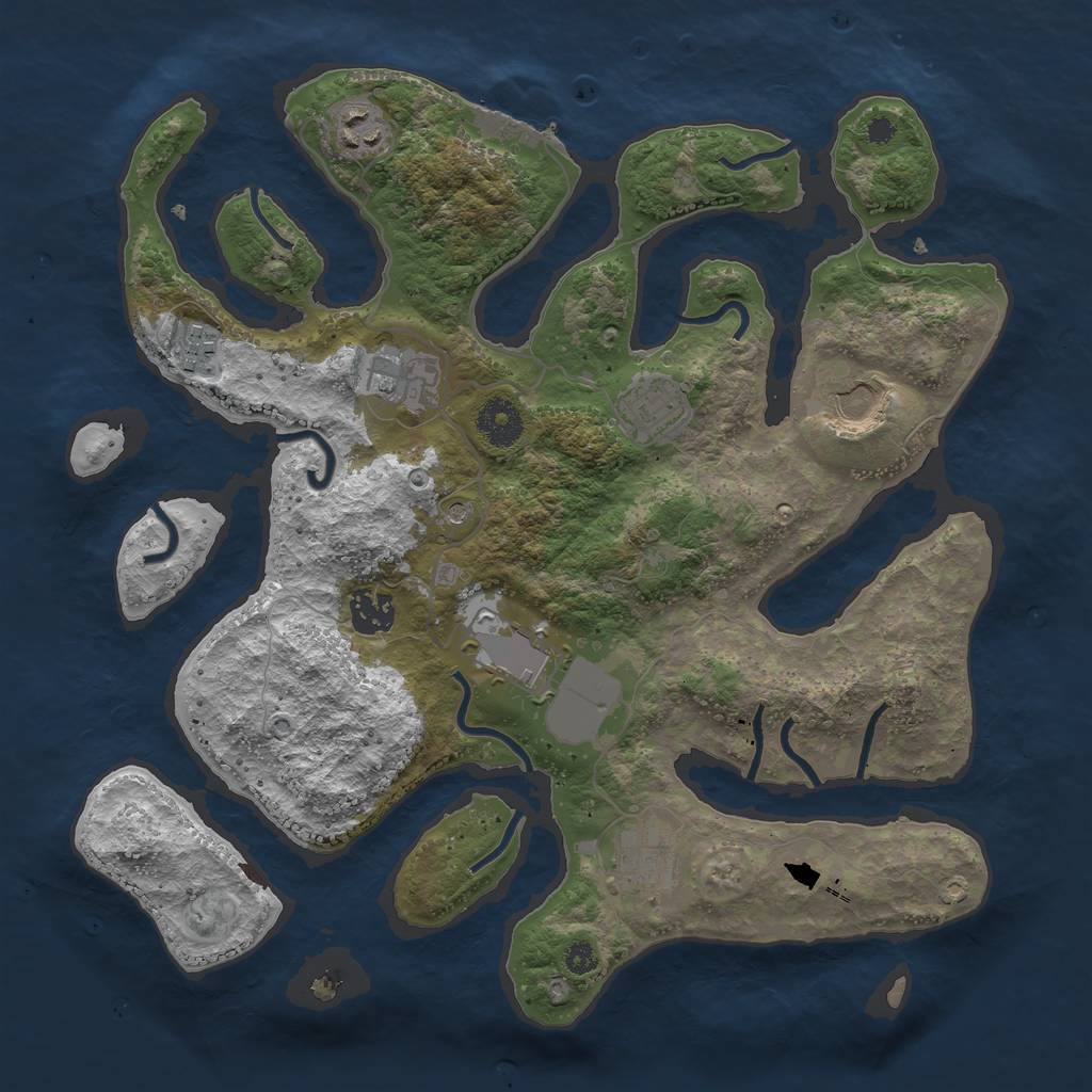 Rust Map: Procedural Map, Size: 3500, Seed: 1721, 12 Monuments