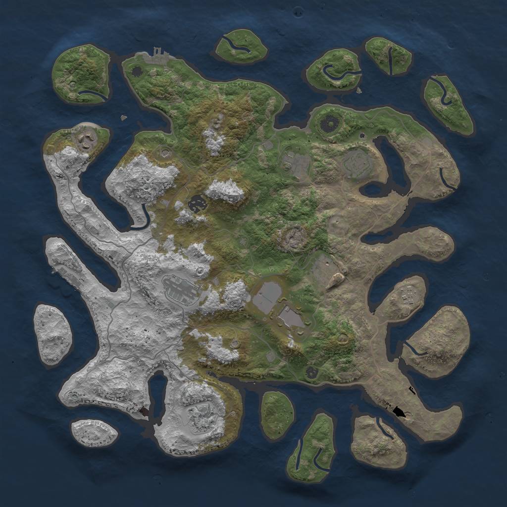 Rust Map: Procedural Map, Size: 4250, Seed: 1438669958, 14 Monuments