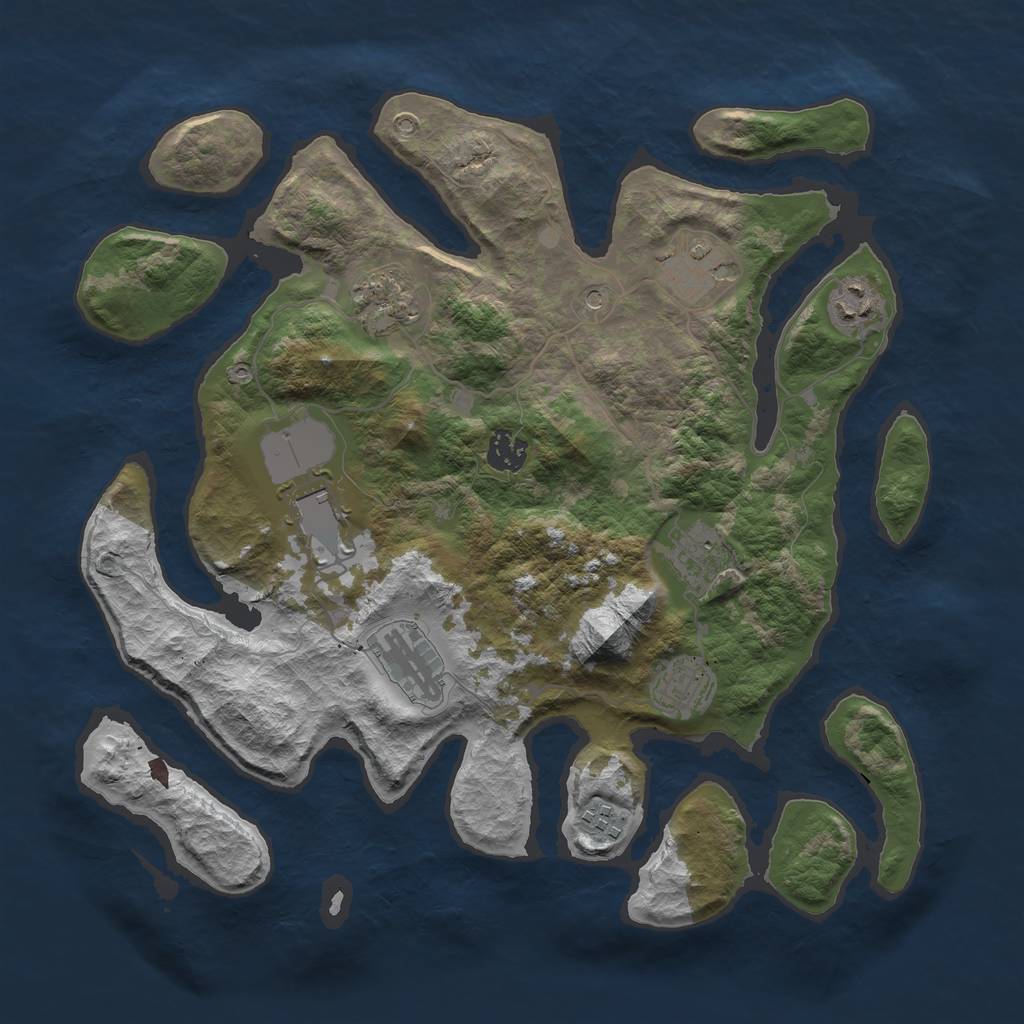 Rust Map: Barren, Size: 3700, Seed: 90493859, 12 Monuments