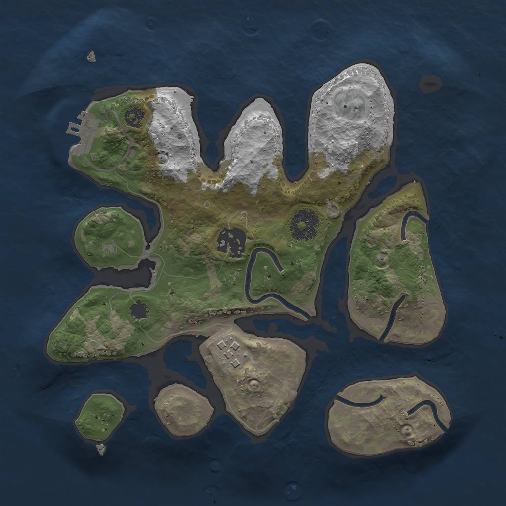 Rust Map: Procedural Map, Size: 2500, Seed: 9718332, 5 Monuments