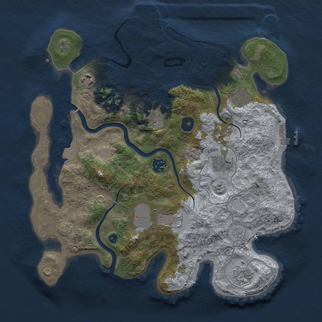 Rust Map: Procedural Map, Size: 3500, Seed: 97072744, 14 Monuments