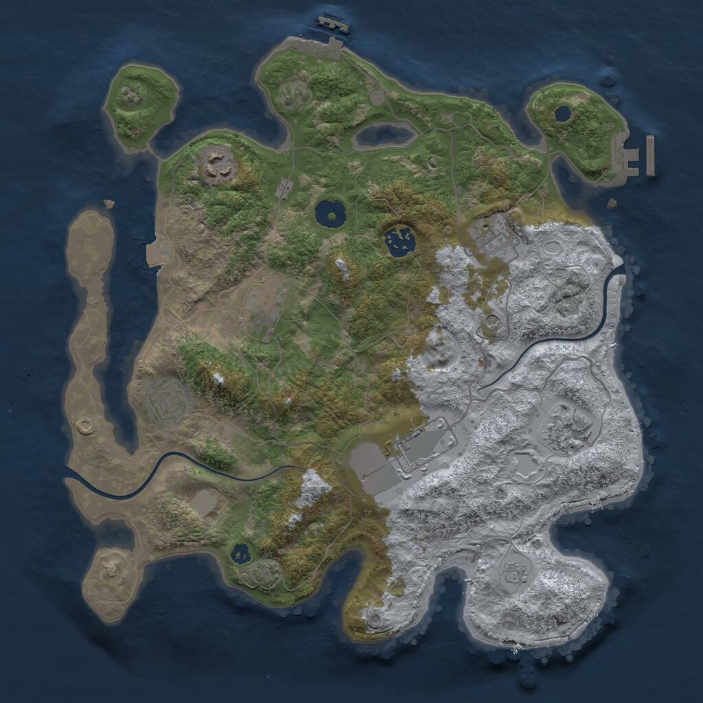 Rust Map: Procedural Map, Size: 3500, Seed: 97072744, 13 Monuments