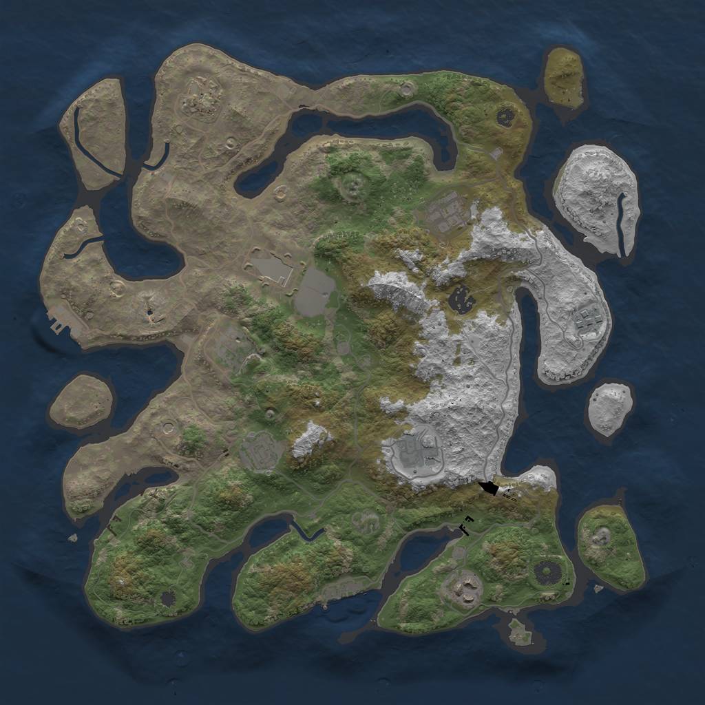 Rust Map: Procedural Map, Size: 4000, Seed: 105089071, 14 Monuments