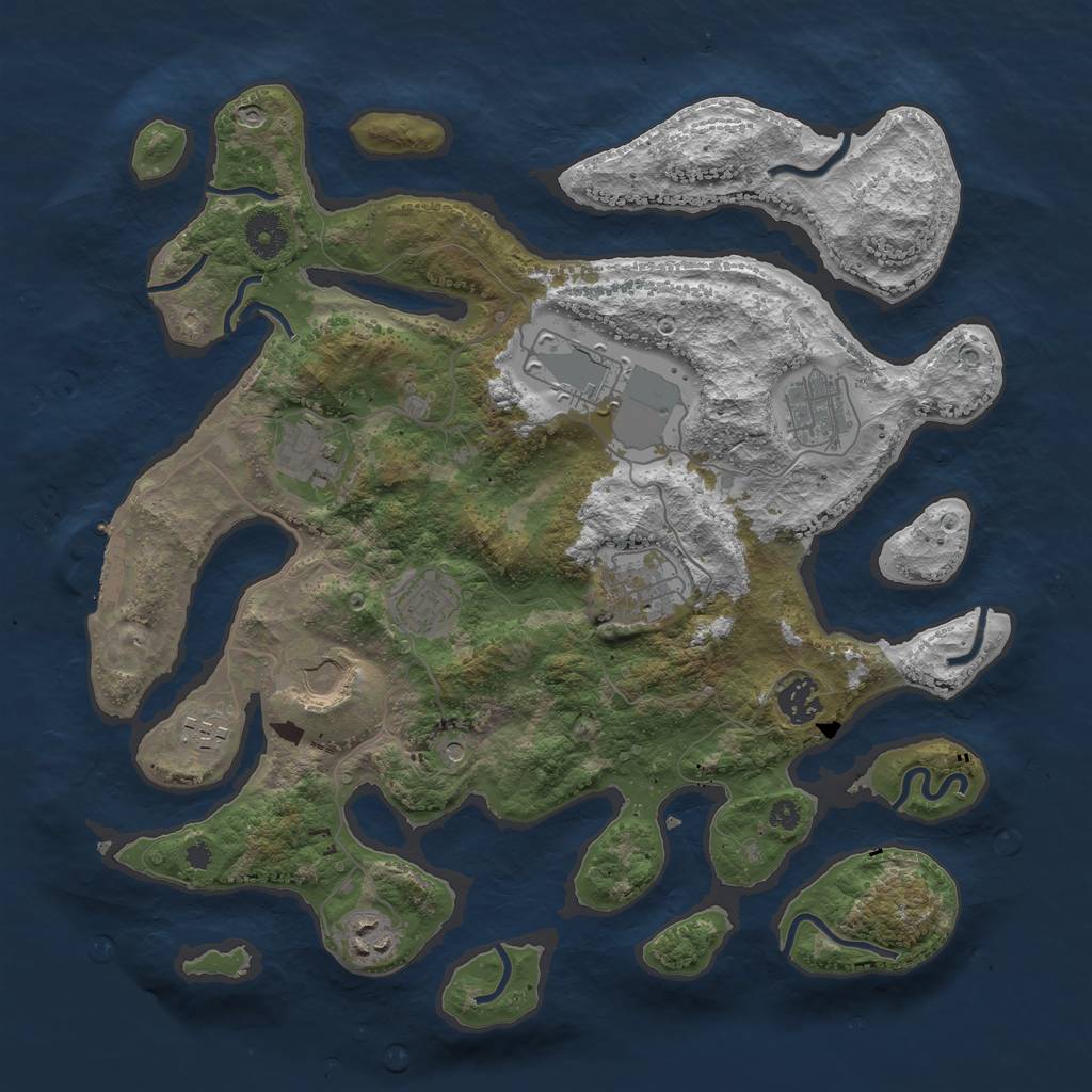 Rust Map: Procedural Map, Size: 3700, Seed: 132819265, 13 Monuments