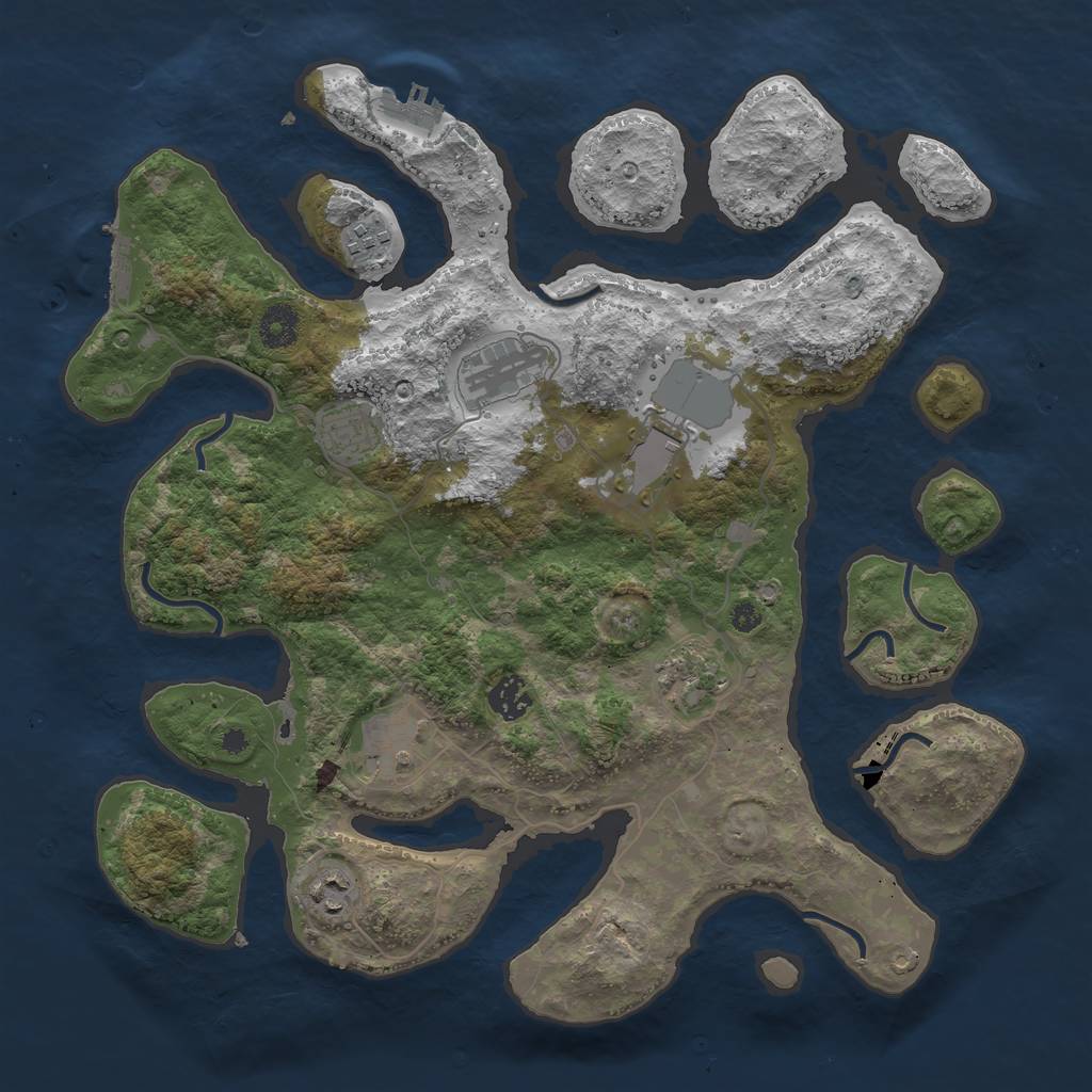 Rust Map: Procedural Map, Size: 3800, Seed: 201110644, 12 Monuments