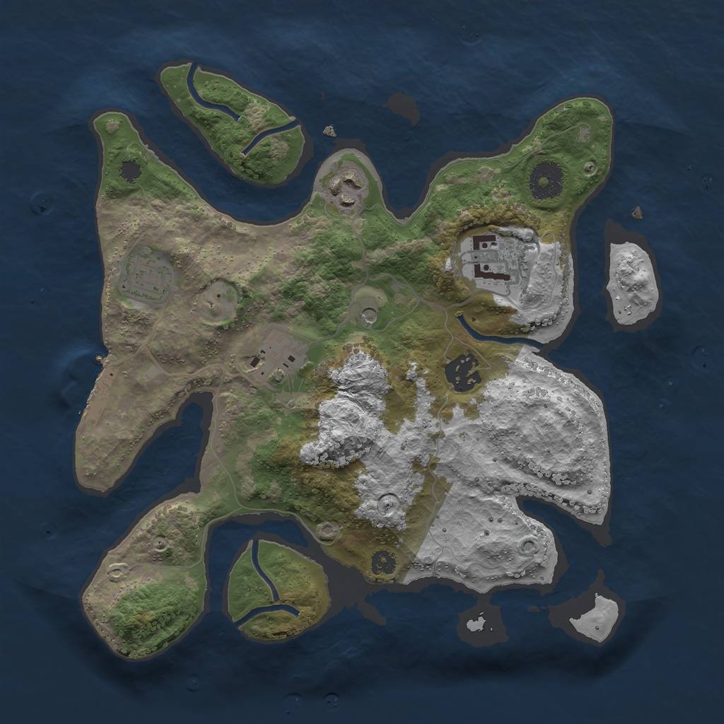 Rust Map: Procedural Map, Size: 3000, Seed: 379589740, 9 Monuments