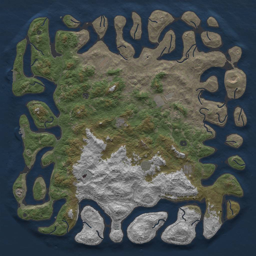 Rust Map: Procedural Map, Size: 6000, Seed: 83710735, 16 Monuments