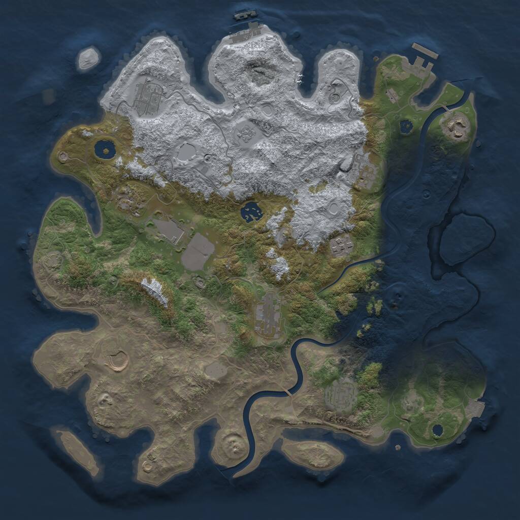 Rust Map: Procedural Map, Size: 3800, Seed: 2300, 16 Monuments