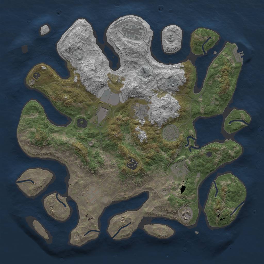 Rust Map: Procedural Map, Size: 3800, Seed: 2300, 13 Monuments