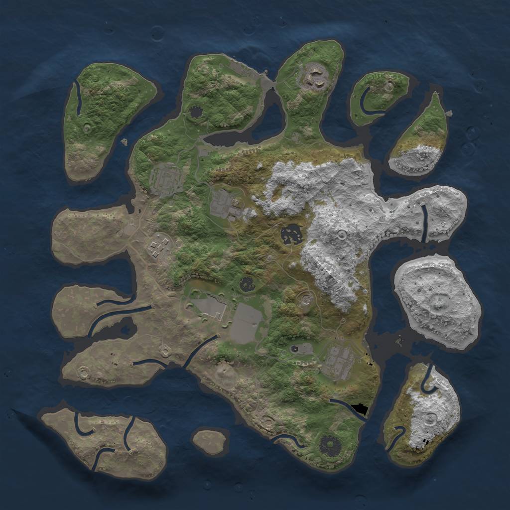 Rust Map: Procedural Map, Size: 3500, Seed: 496116702, 11 Monuments