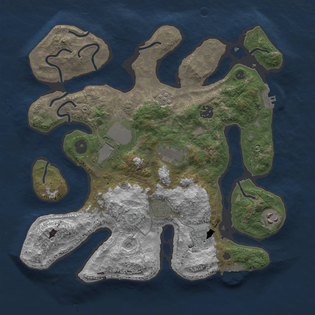 Rust Map: Procedural Map, Size: 3500, Seed: 852552515, 12 Monuments