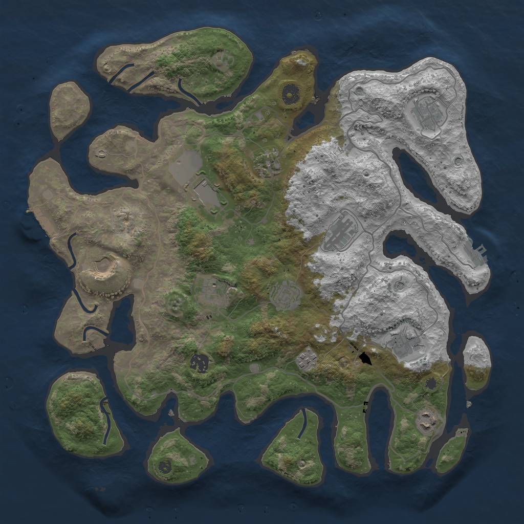 Rust Map: Procedural Map, Size: 4050, Seed: 1433773749, 16 Monuments